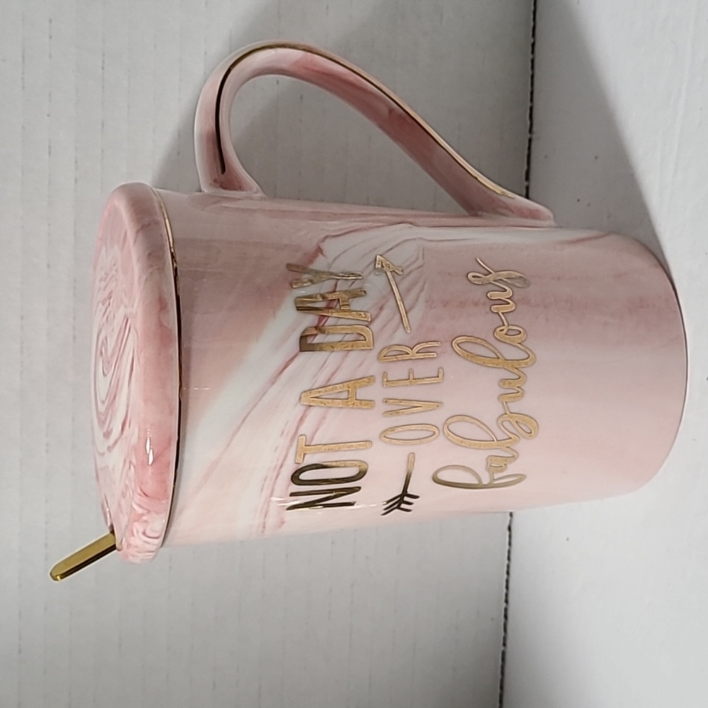 Pink Marbled Gold Trim Ceramic "Not a day over fabulous"